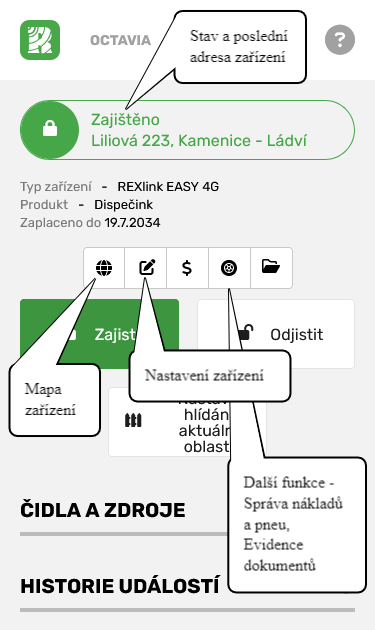 Detail zařízení pro vozidlové jednotky