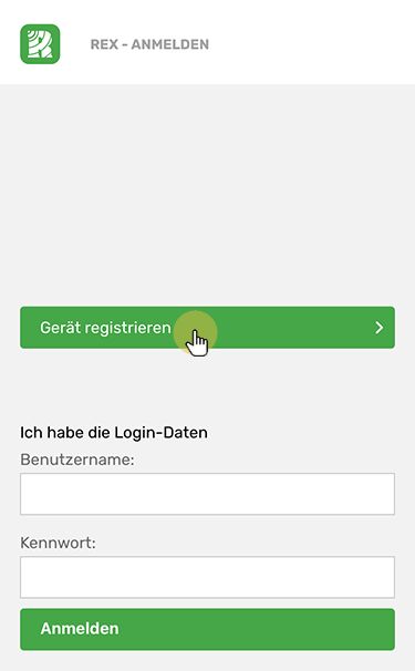 Wählen Sie &quot;Neues Gerät registrieren&quot;