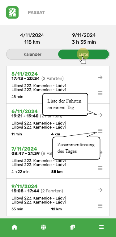 Fahrtenbuch - Liste