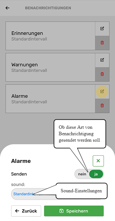 iOS – Benachrichtigungseinstellungen für alle Geräte