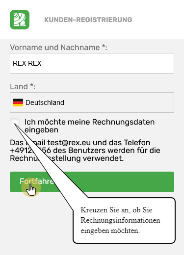 Füllen Sie die erforderlichen Kundendaten aus