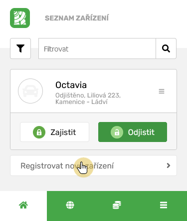 Zvolte registrovat nové zařízení