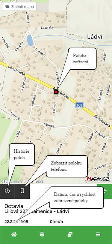 Mapa jednoho zařízení