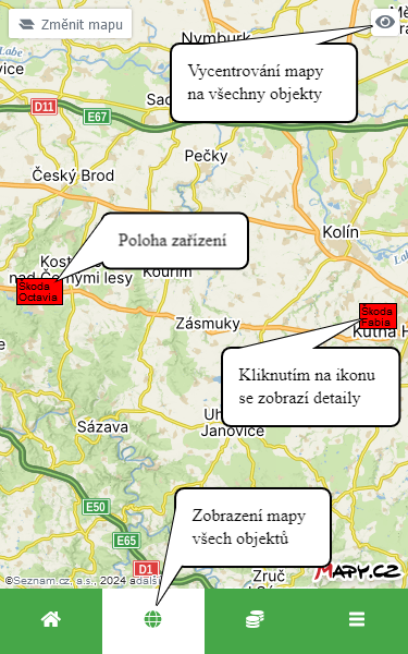 Mapa všech objektů